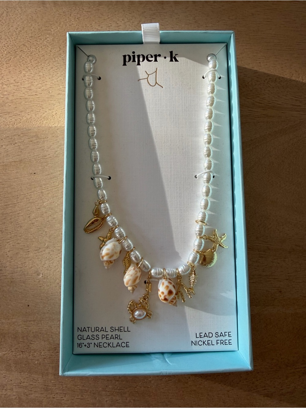 Piper·k Pearl Shell Charm Necklace in White and Gold - Picture 2 of 13